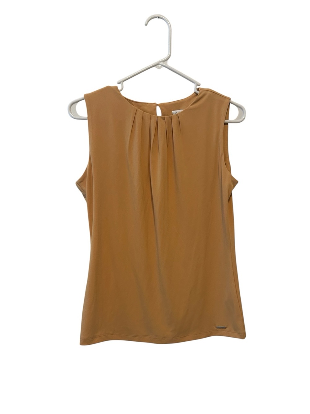 Calvin Klein Camel Sleeveless Pleated Tank Top